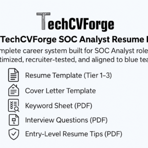 TechCVForge SOC Analyst Resume Kit – ATS Resume System for Tier 1–3 Roles
